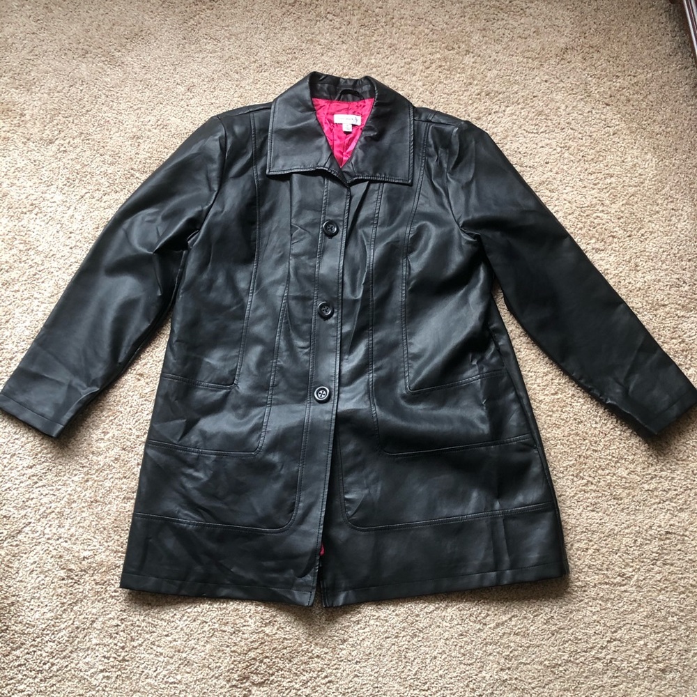 Susan Graver Faux Leather Coat / Jacket XL